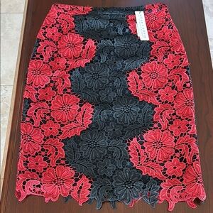 Alice + Olivia Red and Black Embellished Mini Skirt